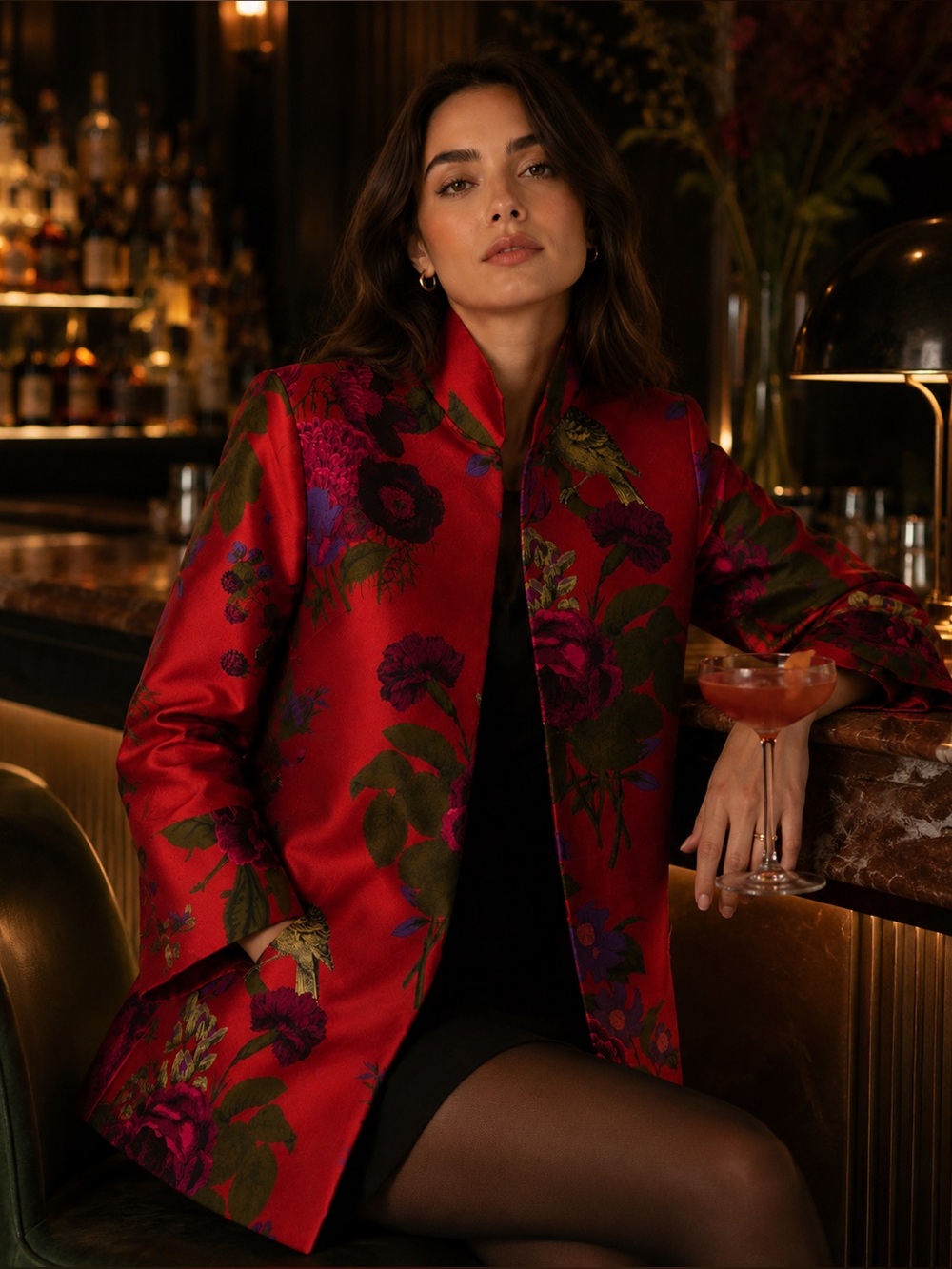 Grace Chuang Floral Bird Print Chinoiserie Jacket Baroque Sz S NWOT Wearable Art